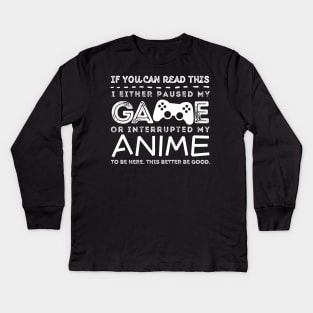 Anime And Gaming Lover Kids Long Sleeve T-Shirt